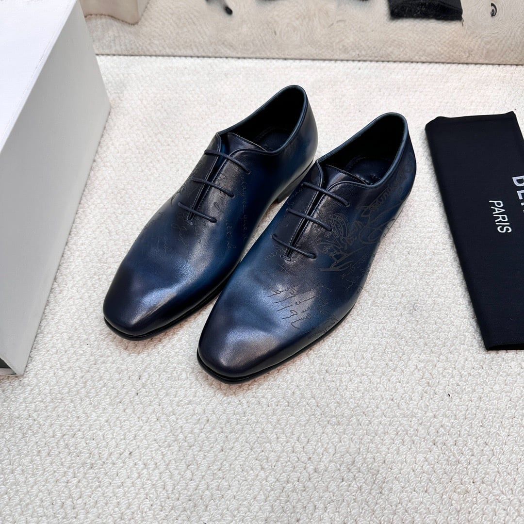 Giày Xanh Oxford Bóng buộc dây