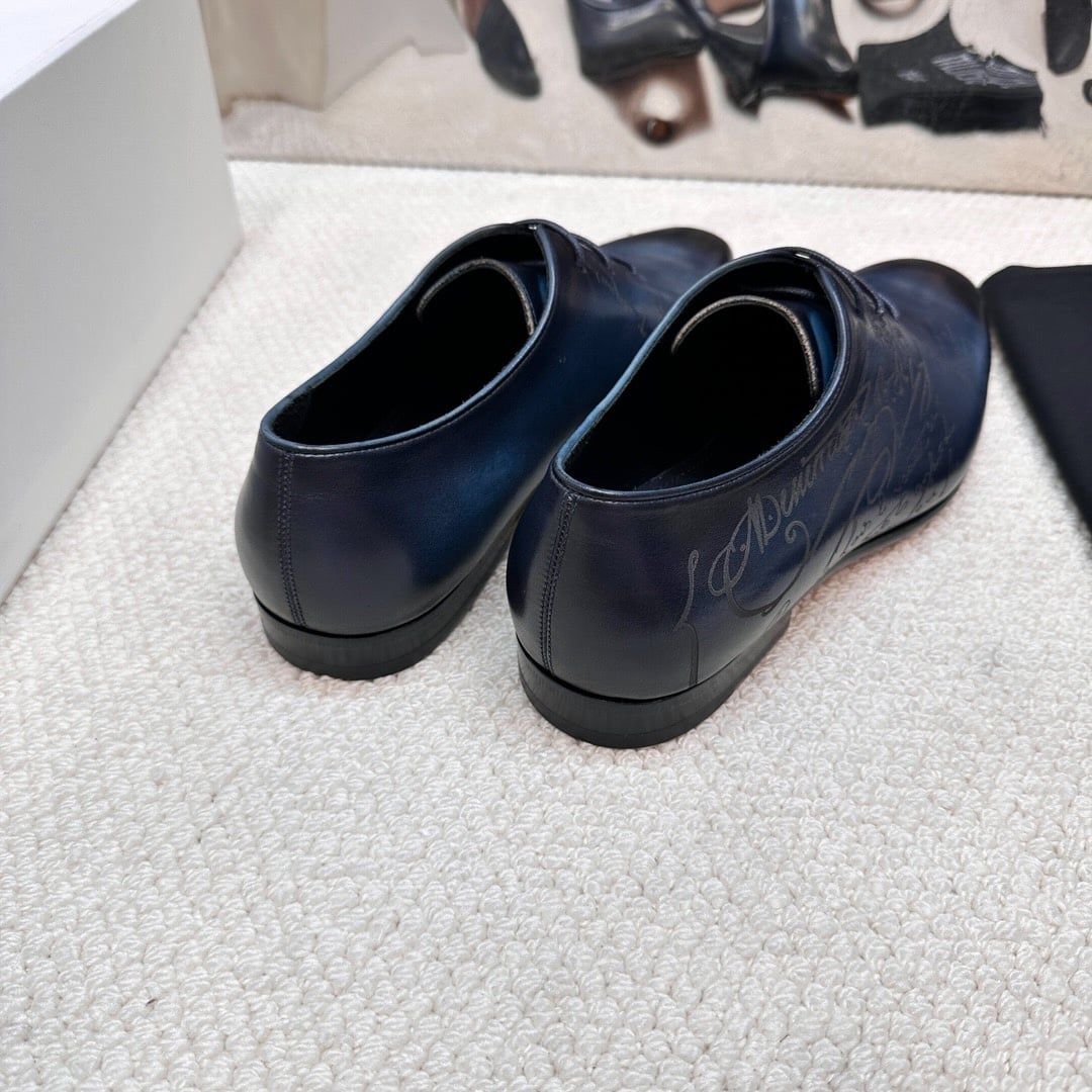 Giày Xanh Oxford Bóng buộc dây