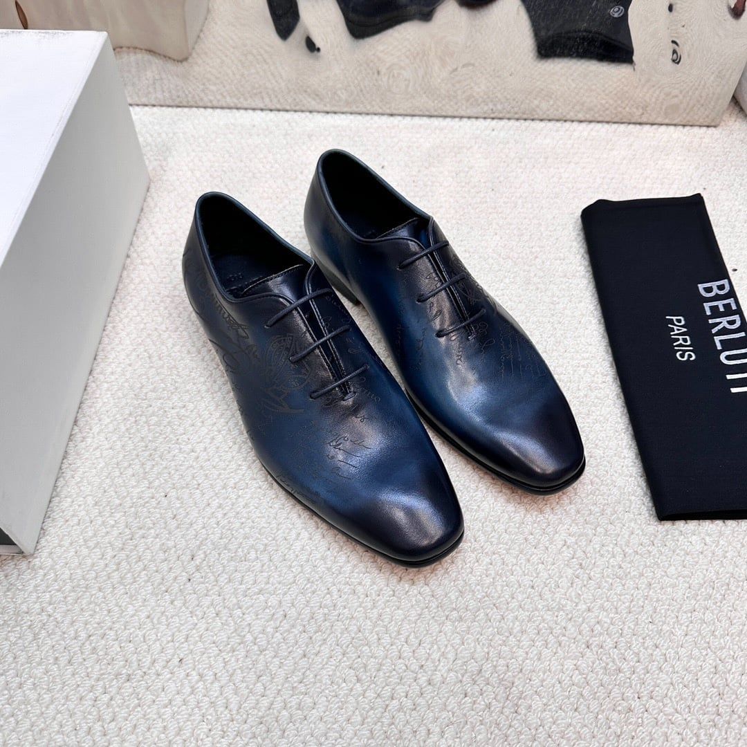 Giày Xanh Oxford Bóng buộc dây