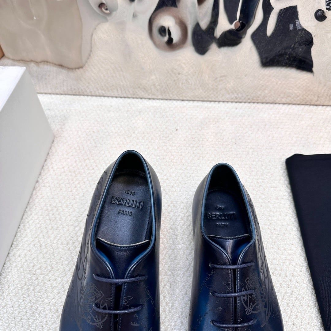 Giày Xanh Oxford Bóng buộc dây