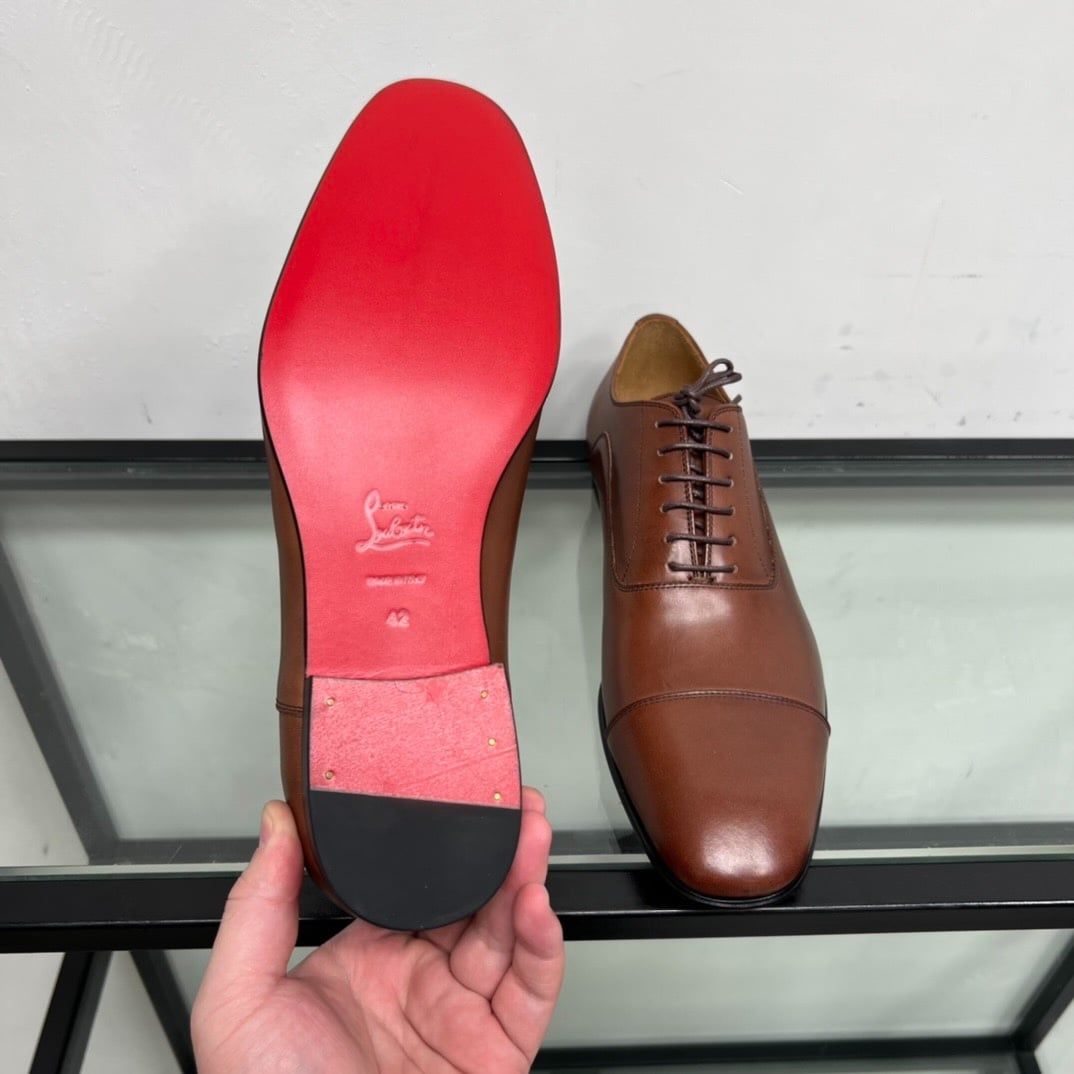 Giày Tây Christian Louboutin Oxford Màu Nâu Mũi Nhọn