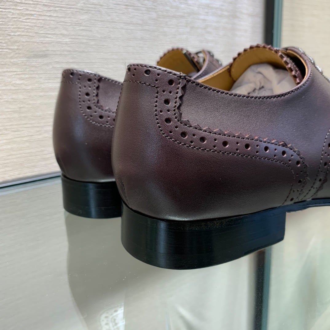 Giày Tây Christian Louboutin Oxford Màu Nâu Mũi Nhọn