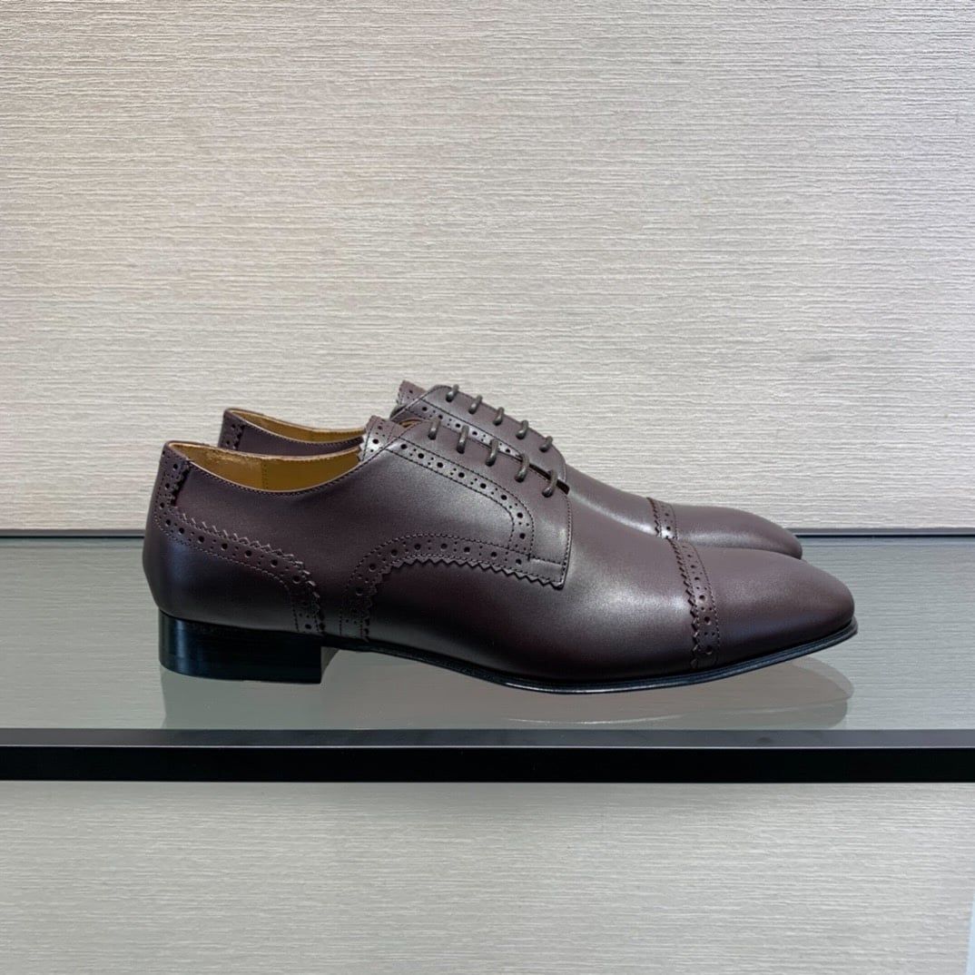 Giày Tây Christian Louboutin Oxford Màu Nâu Mũi Nhọn