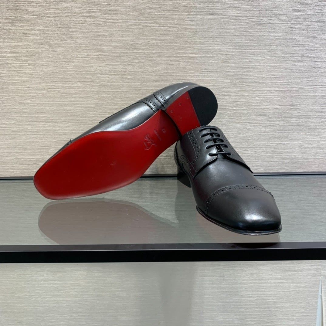 Giày Tây Christian Louboutin Oxford Màu Nâu Mũi Nhọn