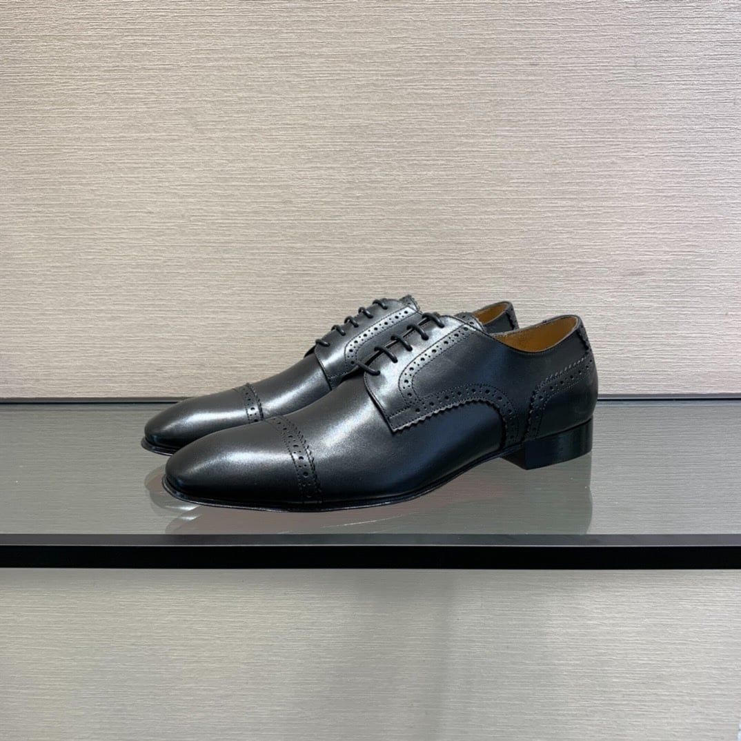 Giày Tây Christian Louboutin Oxford Màu Nâu Mũi Nhọn