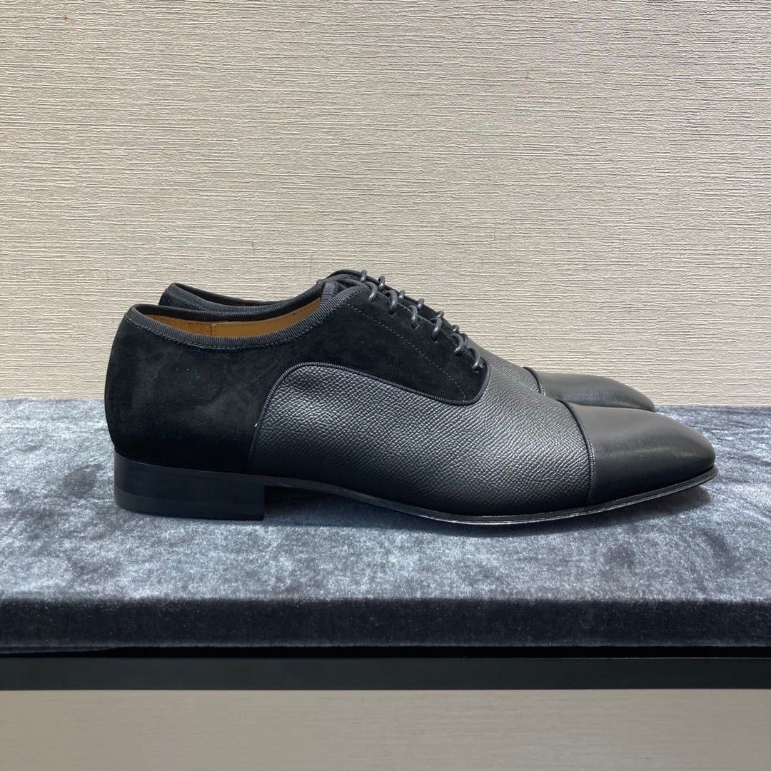 Giày Tây Christian Louboutin Oxford Màu Đen Mũi Nhọn
