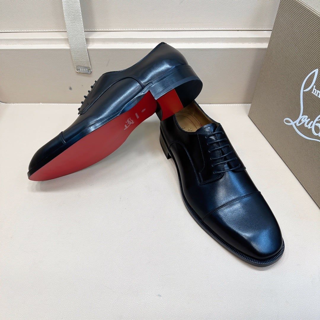 Giày Tây Christian Louboutin Oxford Màu Đen Mũi Nhọn