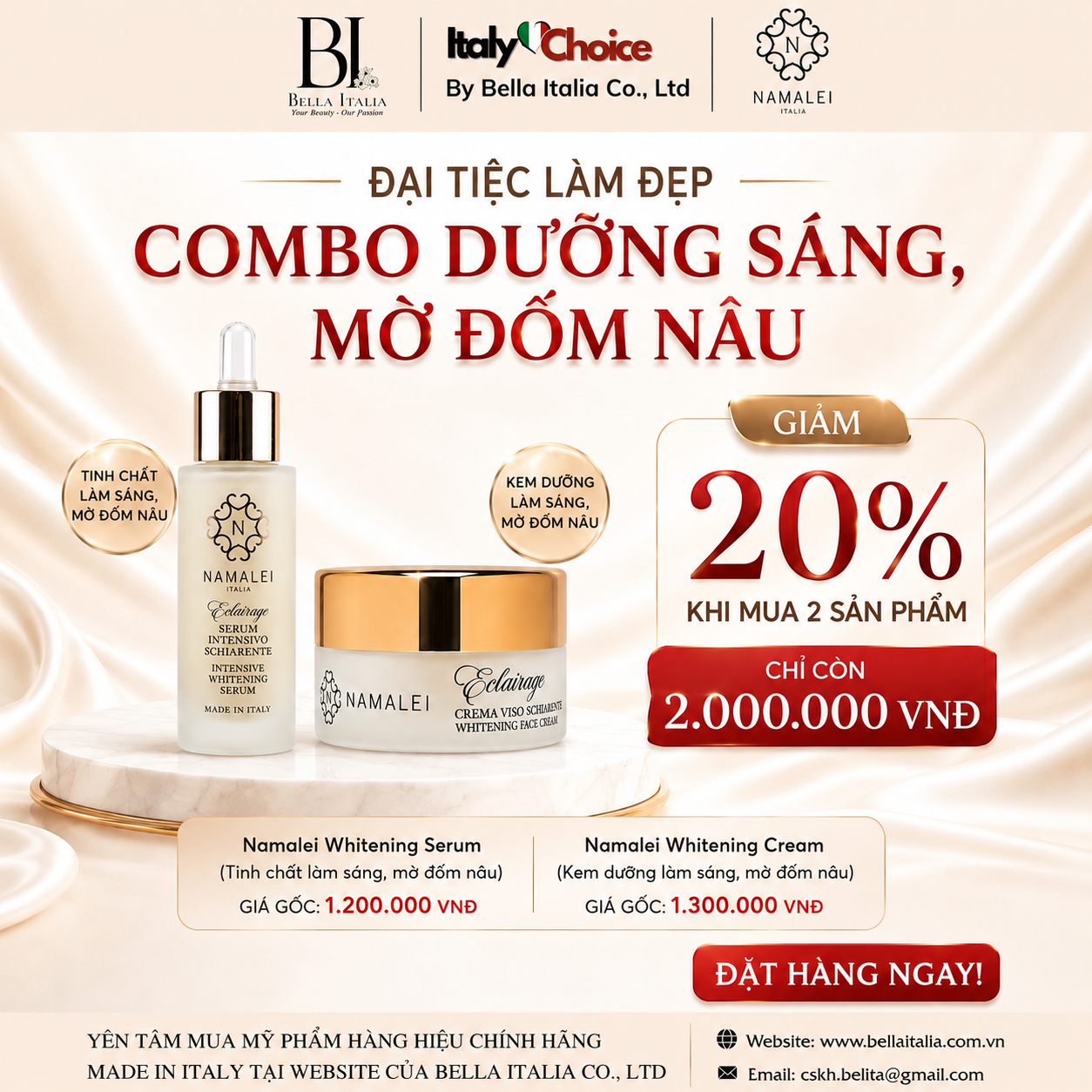 TRỌN BỘ SÁNG DA - COMBO SERUM & KEM DƯỠNG NAMALEI