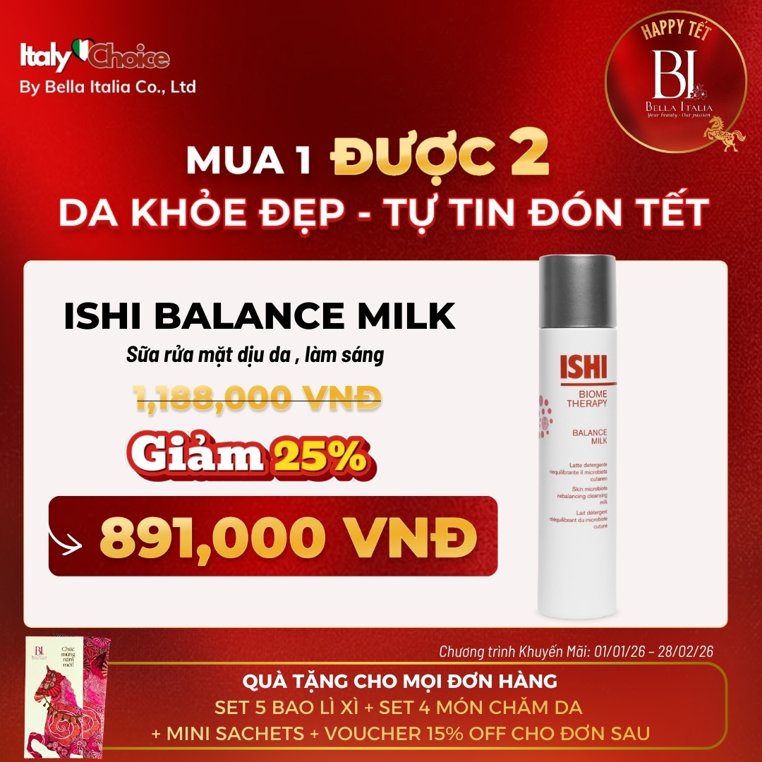 Ishi Balance Milk - 200ml - Sữa rửa mặt cân bằng hệ vi sinh, làm sáng, hỗ trợ ngừa lão hóa, giúp săn da