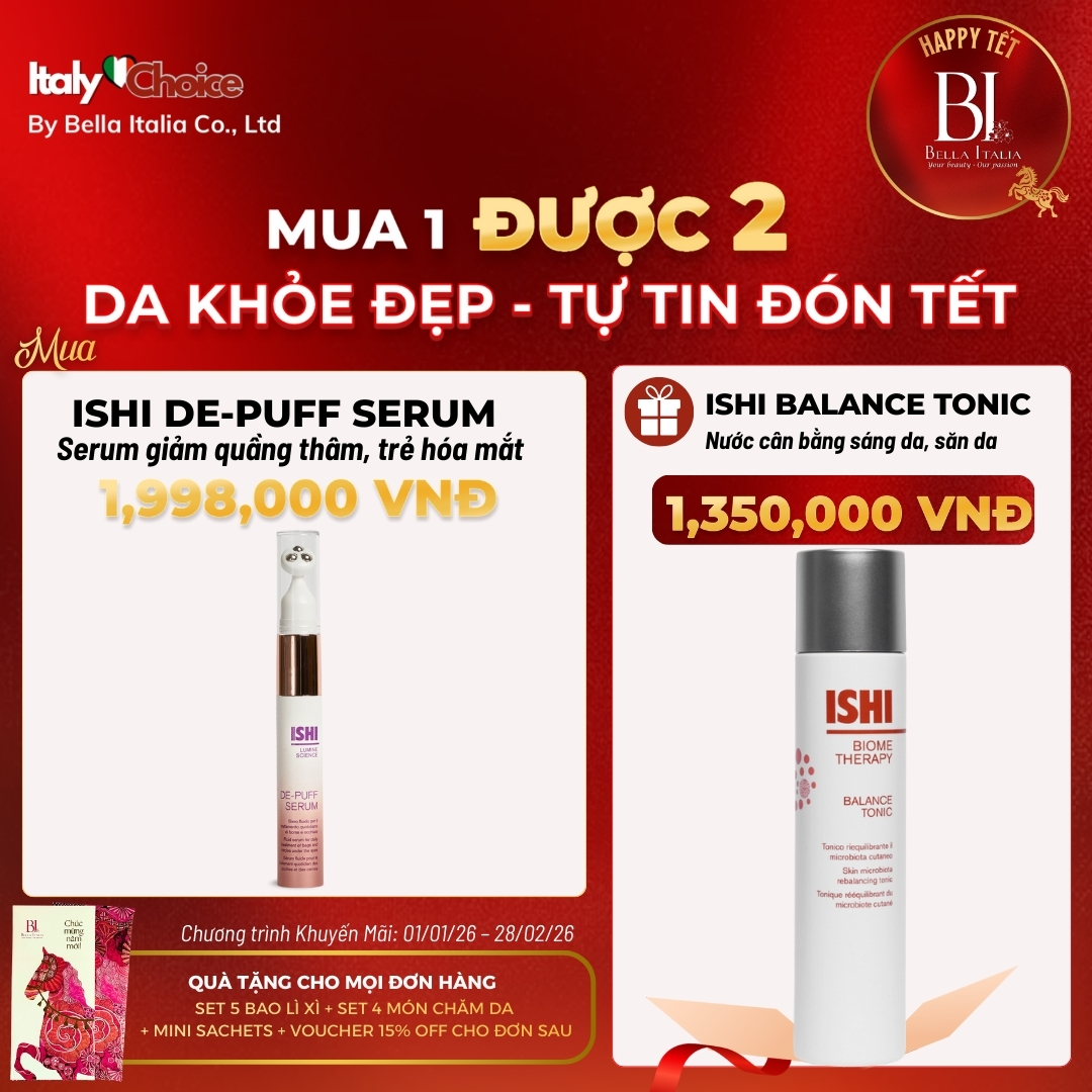 Ishi De-puff Serum -  10ml - Serum giảm quầng thâm và bọng mắt 3 đầu lăn
