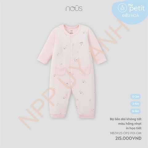 Bộ liền dài không tất màu hồng nhạt in họa tiết Nous NB2W25-OP2-F01-OM-0M