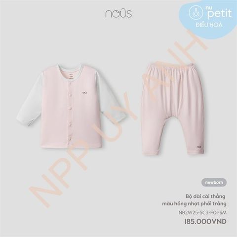 Bộ dài cài thẳng màu hồng nhạt phối trắng Nous NB2W25-SC3-F01-SM-0M