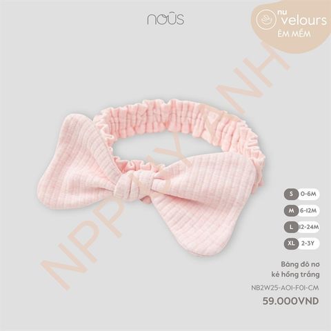 Băng đô nơ kẻ hồng trắng Nous NB2W25-AO1-F01-CM-L