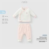 Bộ dài cài lệch áo trắng quần hồng Nous