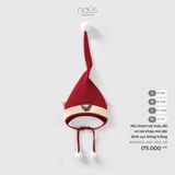 Mũ chùm tai màu đỏ có tai chóp mũ dài đính cục bông trắng Nous