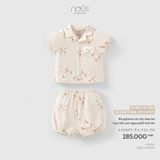 Bộ pyjama cộc tay màu be họa tiết con ngựa phối trái tim Nous