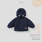 Áo khoác dài tay có mũ xanh navy thêu trang trí Nous