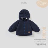 Áo khoác dài tay có mũ xanh navy thêu trang trí Nous