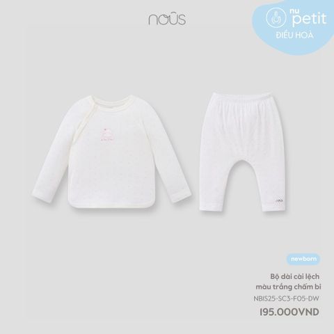 Bộ dài cài lệch màu trắng chấm bi Nous NB1S25-SC3-F05-DW-NB