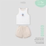 Bộ ba lỗ áo trắng phối quần nâu nhạt Nous NB3S25-SC1-M09-PW-2Y