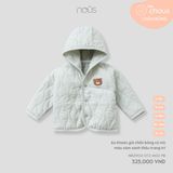 Áo khoác gió chần bông có mũ màu xám xanh thêu trang trí Nous