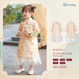 Áo dài linen bé gái Hoa xuân Bubaby
