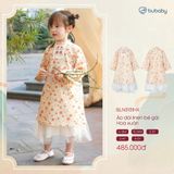 Áo dài linen bé gái Hoa xuân Bubaby