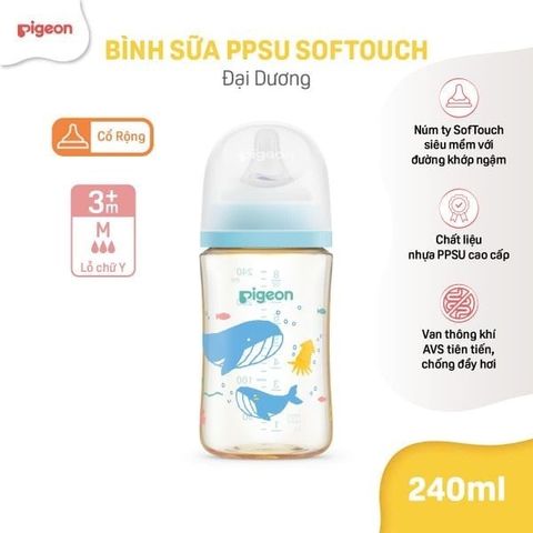 Bình sữa PPSU softouch baby-friendly world Pigeon