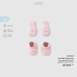 Set bao chân, bao tay hồng nhạt họa tiết thỏ cherry Nous