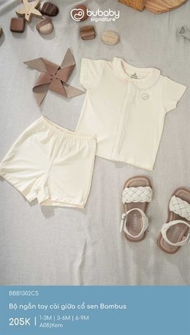 Bộ ngắn tay cài giữa cổ sen Bambus Bubaby