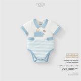 Bodysuit cộc tay phối vải sọc xanh biển Nous