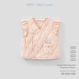 Áo gile chần bông màu hồng thêu trang trí Nous