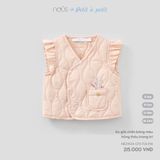 Áo gile chần bông màu hồng thêu trang trí Nous