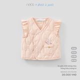 Áo gile chần bông màu hồng thêu trang trí Nous