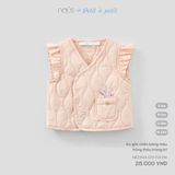 Áo gile chần bông màu hồng thêu trang trí Nous