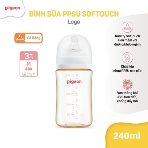 Bình sữa PPSU softouch baby-friendly world Pigeon