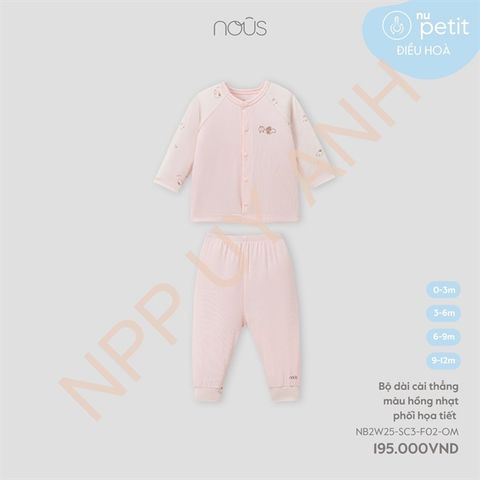 Bộ dài cài thẳng màu hồng nhạt phối họa tiết Nous NB2W25-SC3-F02-OM-0M