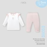 Bộ dài tay áo màu trắng phối quần hồng nhạt Nous NB3S25-SC3-F02-PW-6M