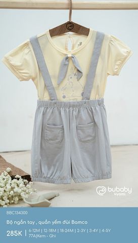 Bộ ngắn tay , quần yếm đùi Bamco Bubaby
