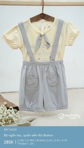 Bộ ngắn tay , quần yếm đùi Bamco Bubaby
