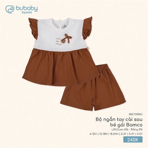 Bộ ngắn tay cài sau bé gái Bamco Bubaby