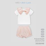 Bộ cộc áo trắng phối quần kẻ caro hồng Nous NE2S25-SC2-F01-CM-0M