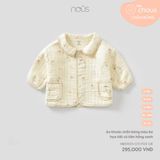 Áo khoác chần bông màu be họa tiết cô tiên hồng xanh Nous