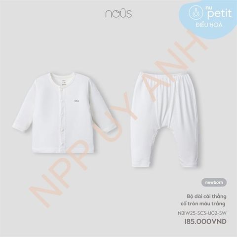 Bộ dài cài thẳng cổ tròn màu trắng Nous NB1W25-SC3-U02-SW-NB