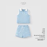 Bộ cộc ba lỗ màu xanh in chữ Nous Nous