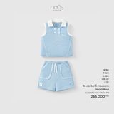 Bộ cộc ba lỗ màu xanh in chữ Nous Nous