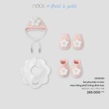 Set phụ kiện 4 món màu hồng phối trắng đính hoa Nous