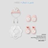 Set phụ kiện 4 món màu hồng phối trắng đính hoa Nous