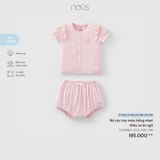 Bộ cộc tay màu hồng nhạt thêu xe bí ngô Nous