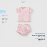 Bộ cộc tay màu hồng nhạt thêu xe bí ngô Nous